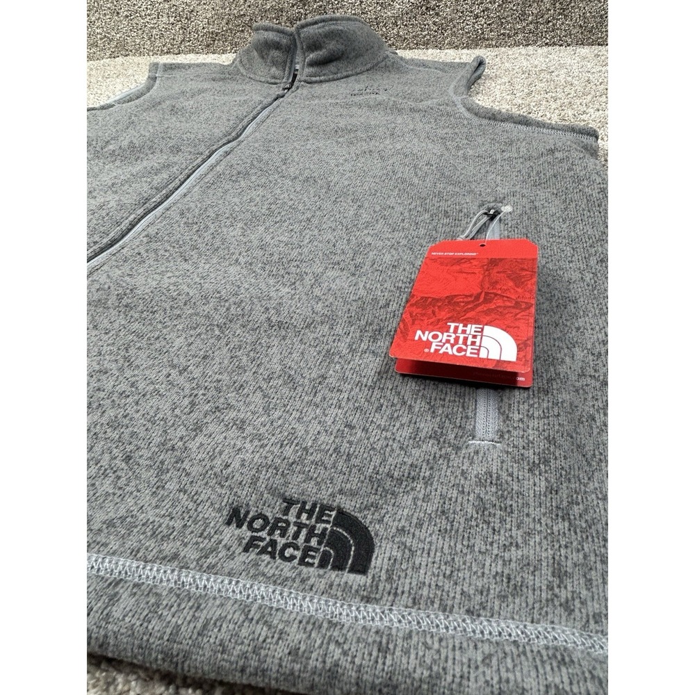 New The North Face Sweater Fleece Vest Mens 3XL Gray Full Zip Truist Bank Logo
